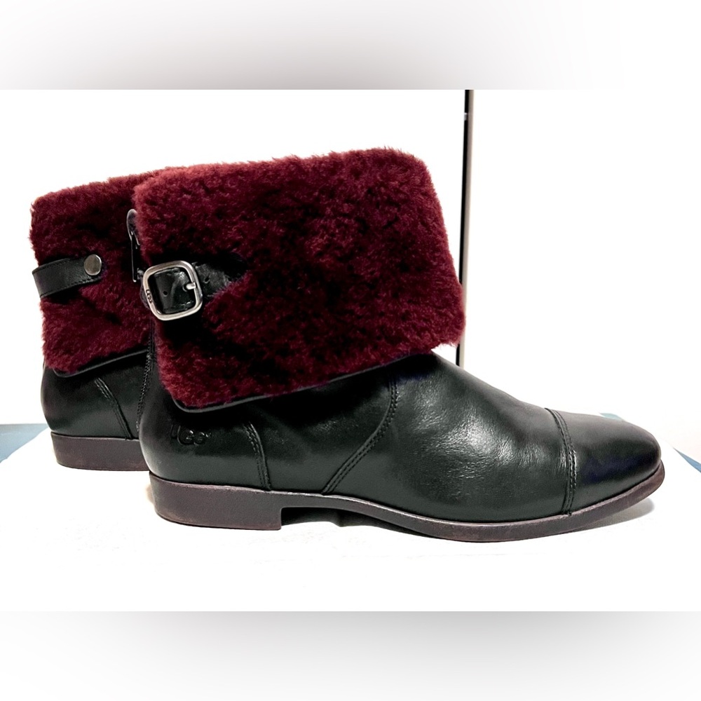 UGG Inez ~ Ankle Boot Australia Leather Shearling ~ Size 8